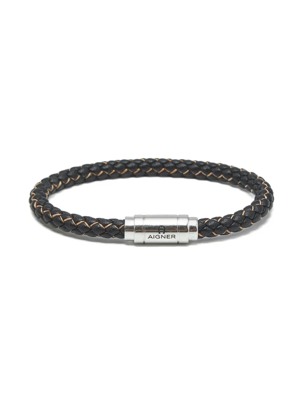 Aigner Kids braided leather bracelet - Nero
