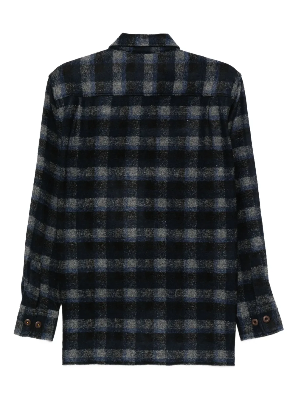 Universal Works Geruit wollen overhemd - Blauw