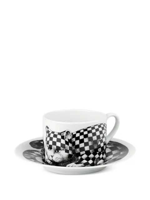 Fornasetti lot de quatre tasses à thé à carreaux