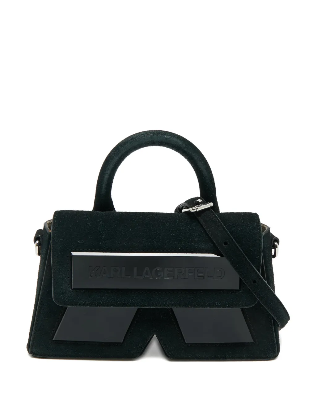 Karl Lagerfeld Ikon K suede top-handle tote bag - Nero