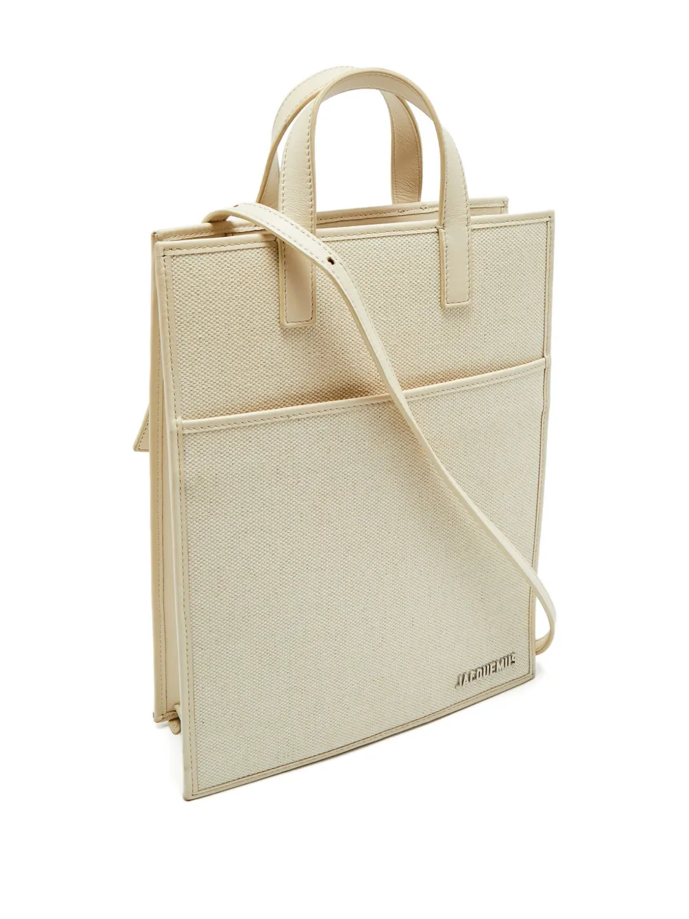 Pre-owned Jacquemus Le Cabas Leather-trimmed Tote Bag In Neutral