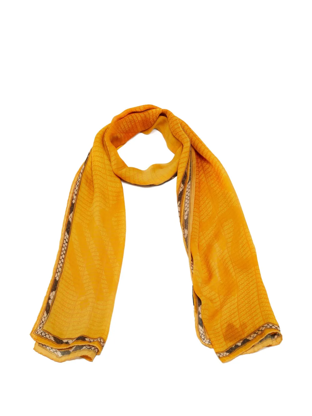 Pre-owned Roberto Cavalli Logo-print Silk Scarf In Yellow
