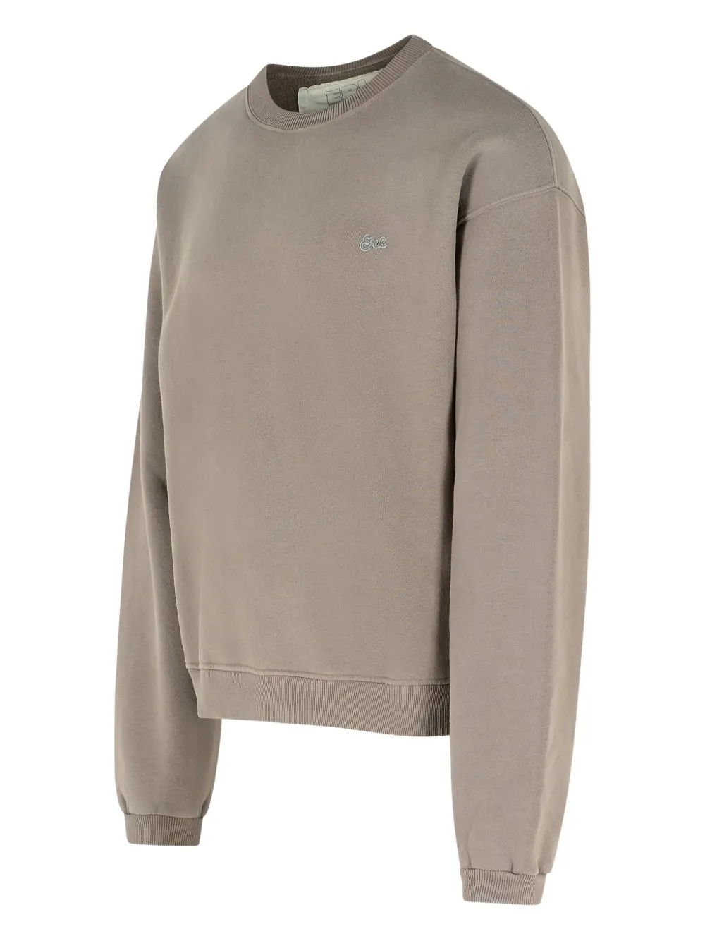Erl Cotton Crew Neck Sweatshirt With Ribbed Cuffs And Hem In Neutral