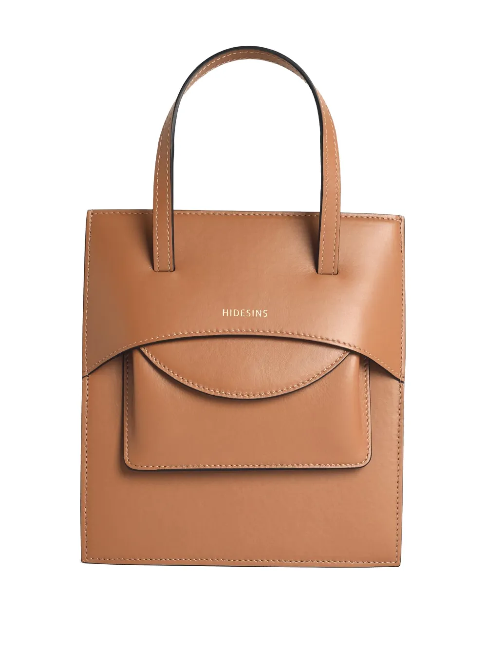 Hidesins Mini Flap Pocket Leather Tote Bag In Brown