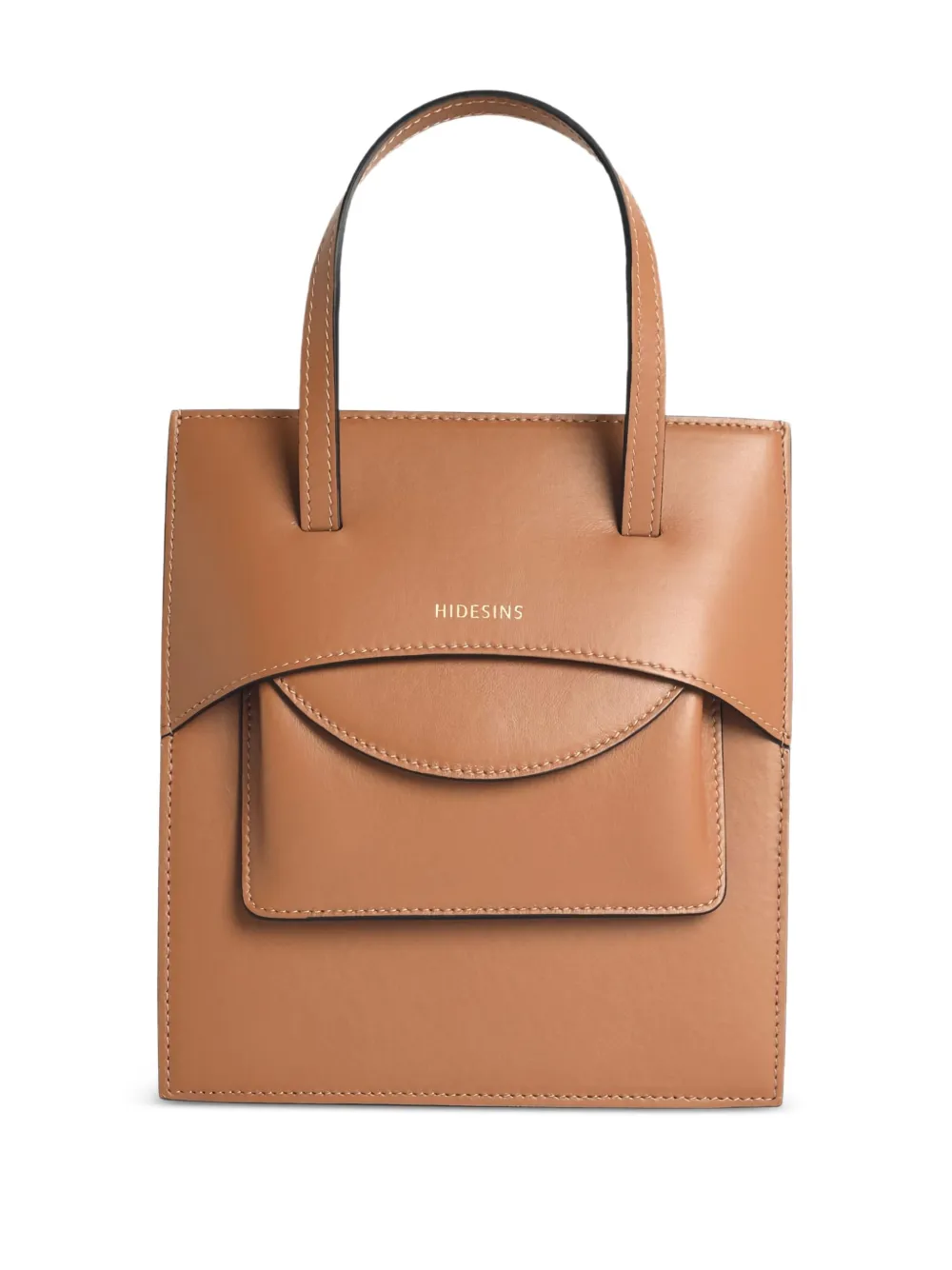 HIDESINS mini flap pocket leather tote bag | Brown | Image 1