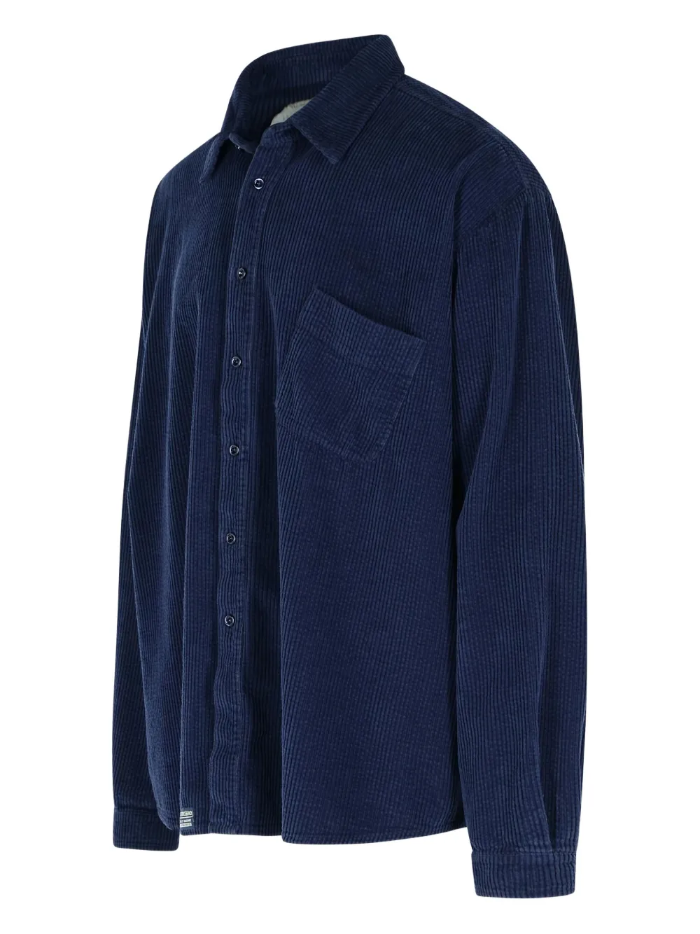 Erl Cotton Shirt With Chest Pocket And Long Sleeves In Blue