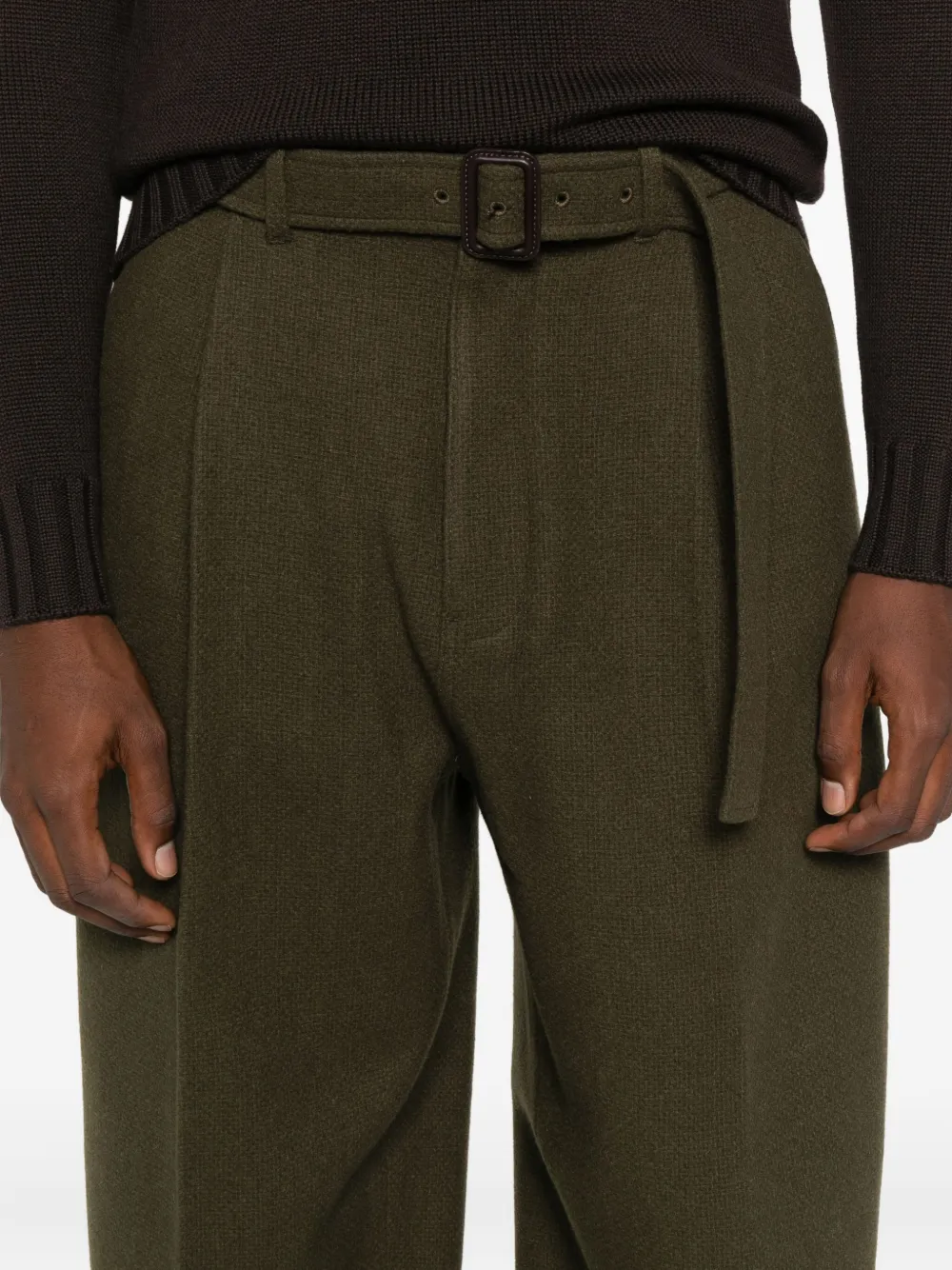 Emporio Armani Broek met ceintuur Bruin