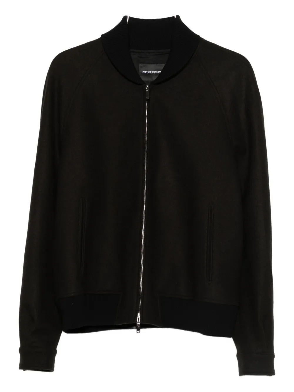 Emporio Armani zip-up pocketed bomber jacket - Nero
