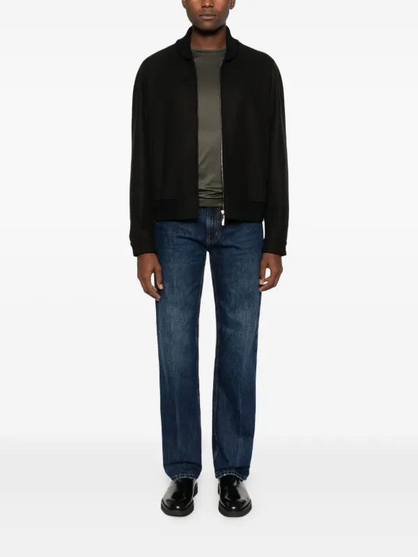 Emporio Armani zip-up Pocketed Bomber Jacket | Black | FARFETCH