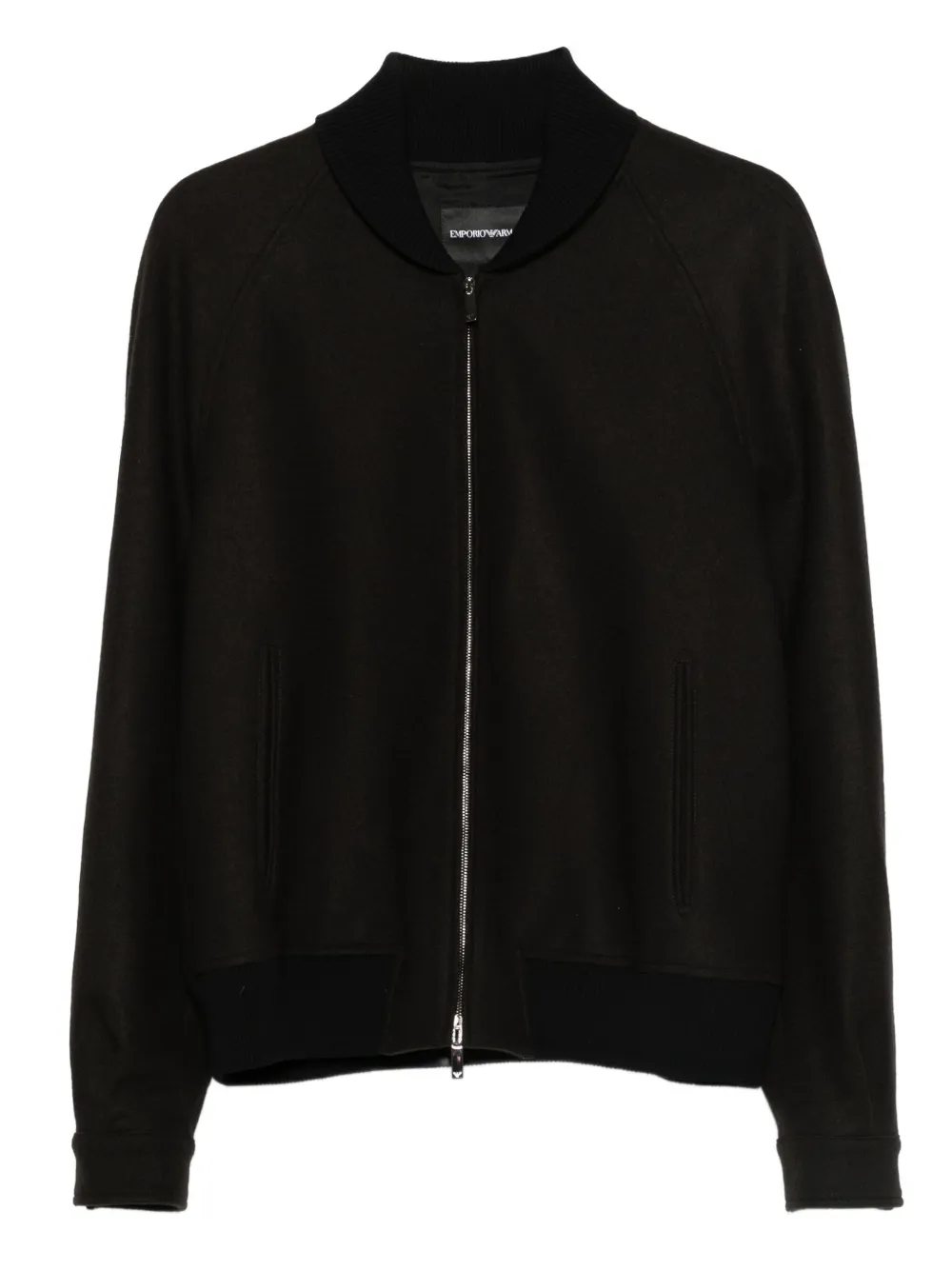 Emporio Armani zip-up pocketed bomber jacket | Black | Image 1