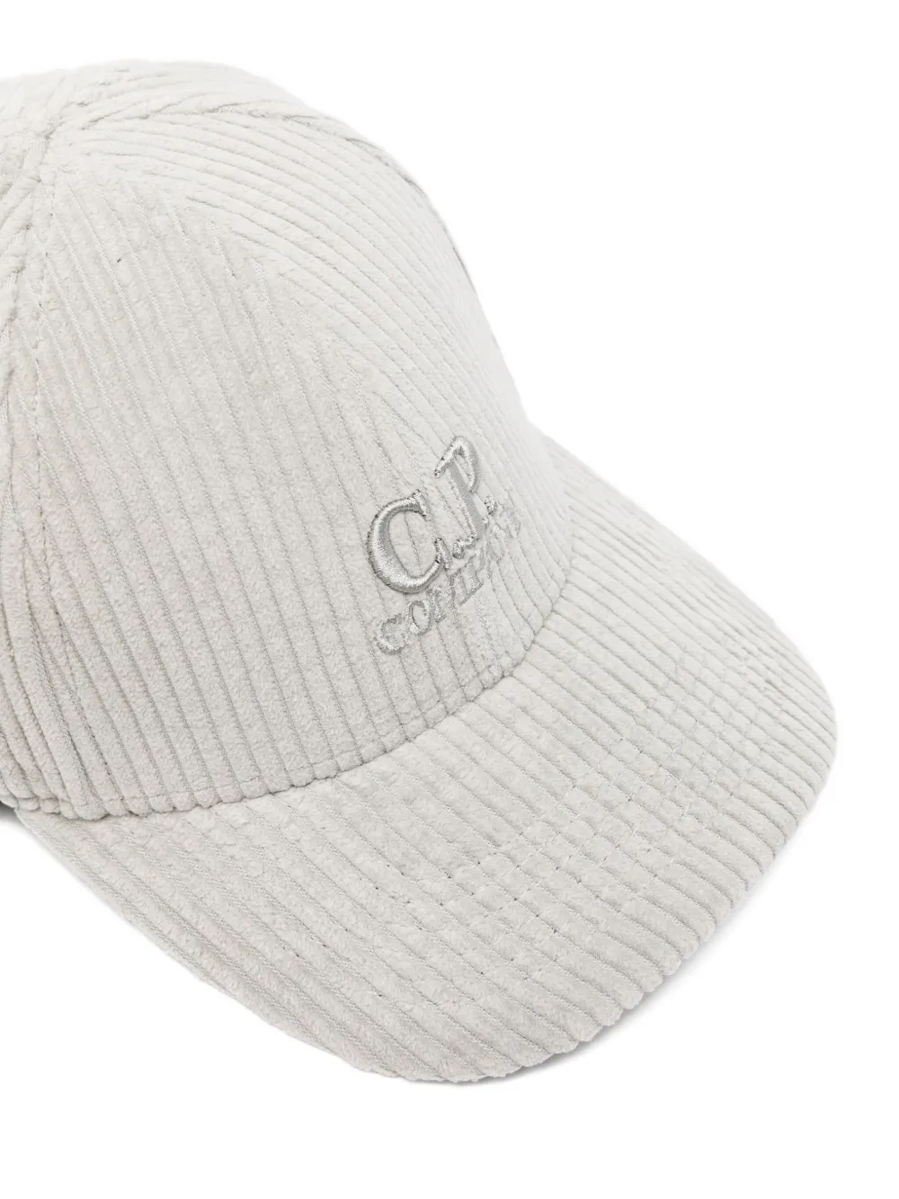 C.p. Company Logo-embroidered Corduroy Cap In Gray