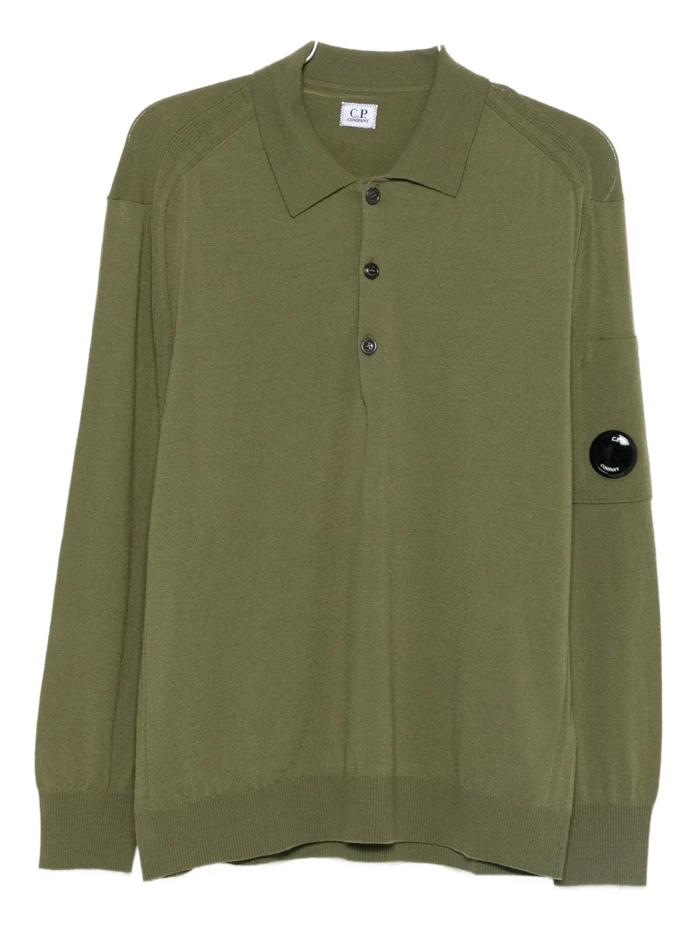 C.p. Company Knitwear Polo Collar In Merino Wool Clothing In Green