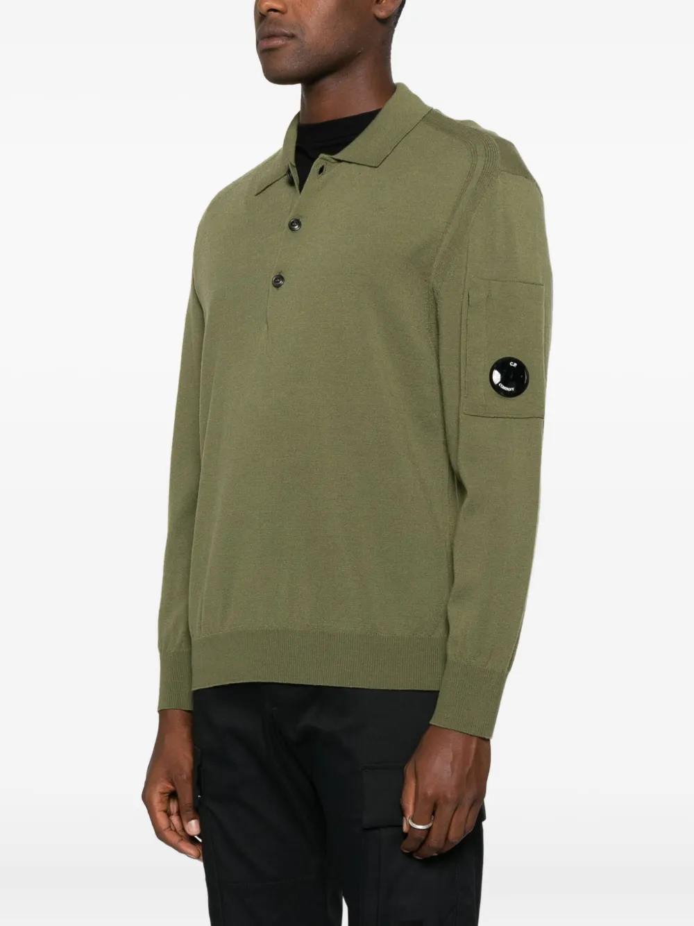 C.p. Company Knitwear Polo Collar In Merino Wool Clothing In Green