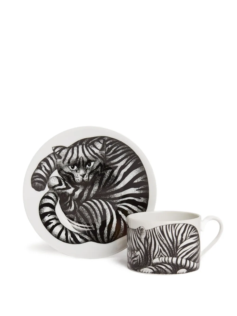  Fornasetti Zebra-print Tea Cup (set Off Two) - White 