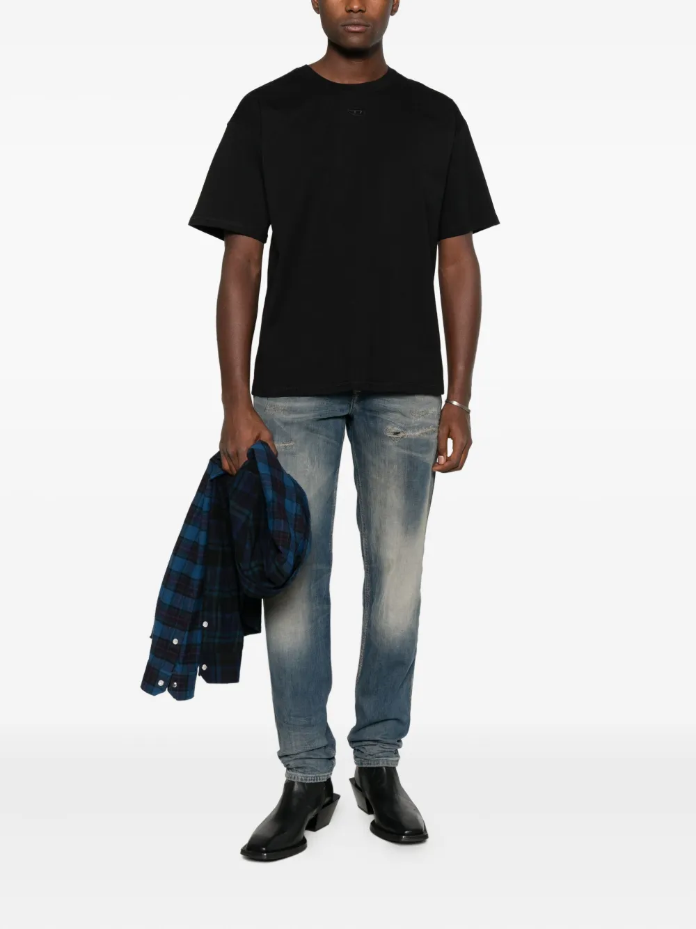 Diesel logo-embroidered t-shirt - Zwart