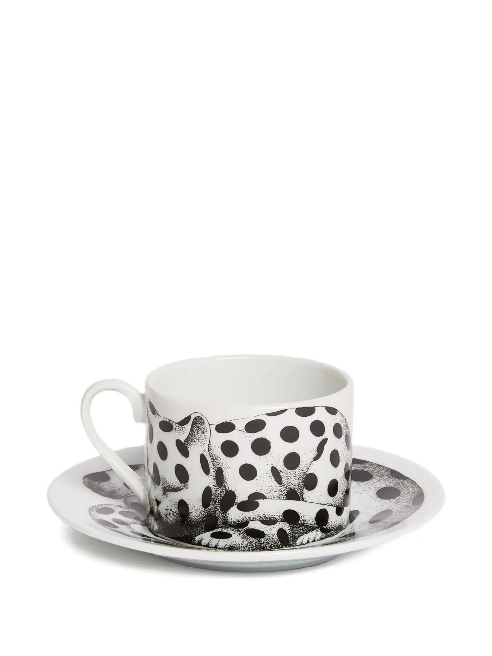 Fornasetti polka-dot cat tea cup (set of two) | White | Image 1
