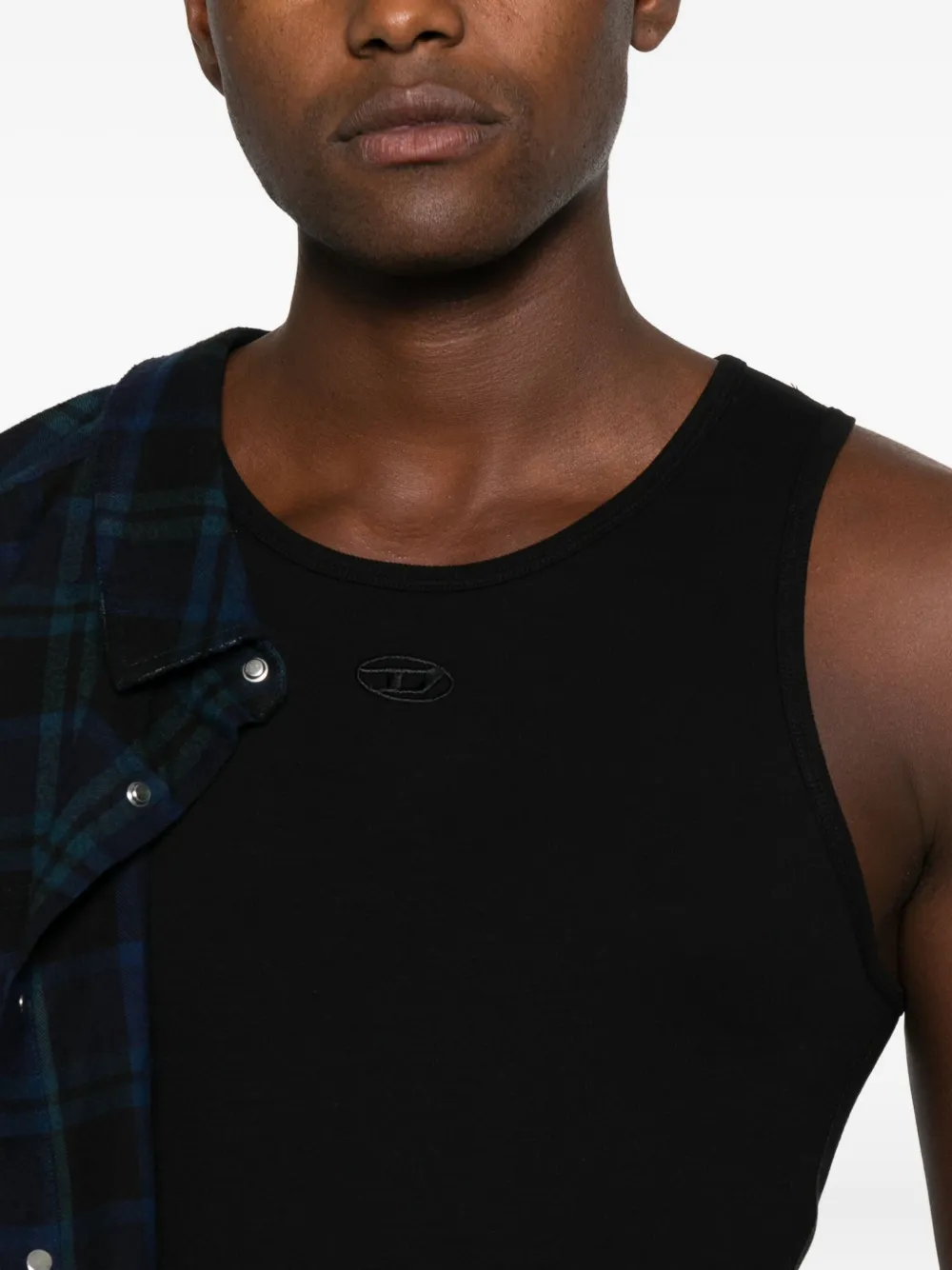 Diesel Tanktop met geborduurd logo Zwart