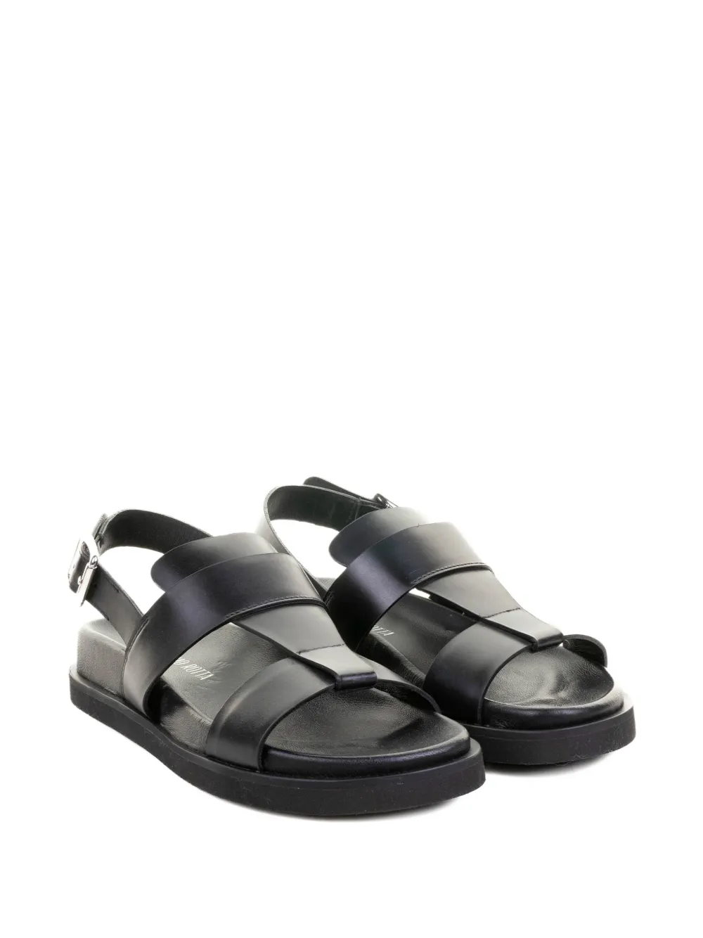 Guglielmo Rotta Black Sandals With Wide Straps And Adjustable Buckle In Black