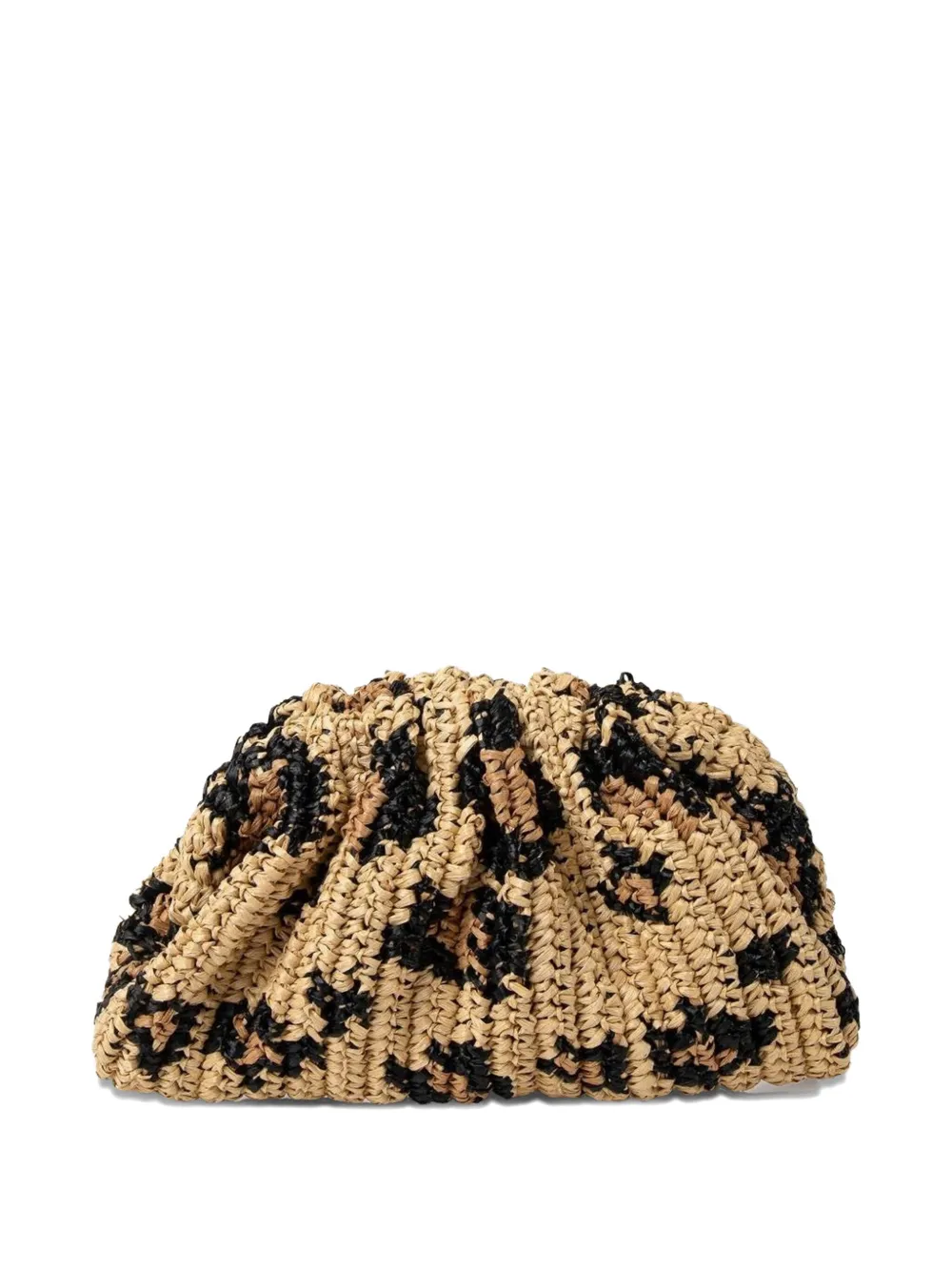 Maria La Rosa Raffia clutch met luipaardprint - Beige