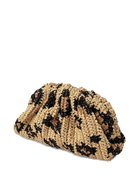 Maria La Rosa leopard-pattern raffia clutch bag