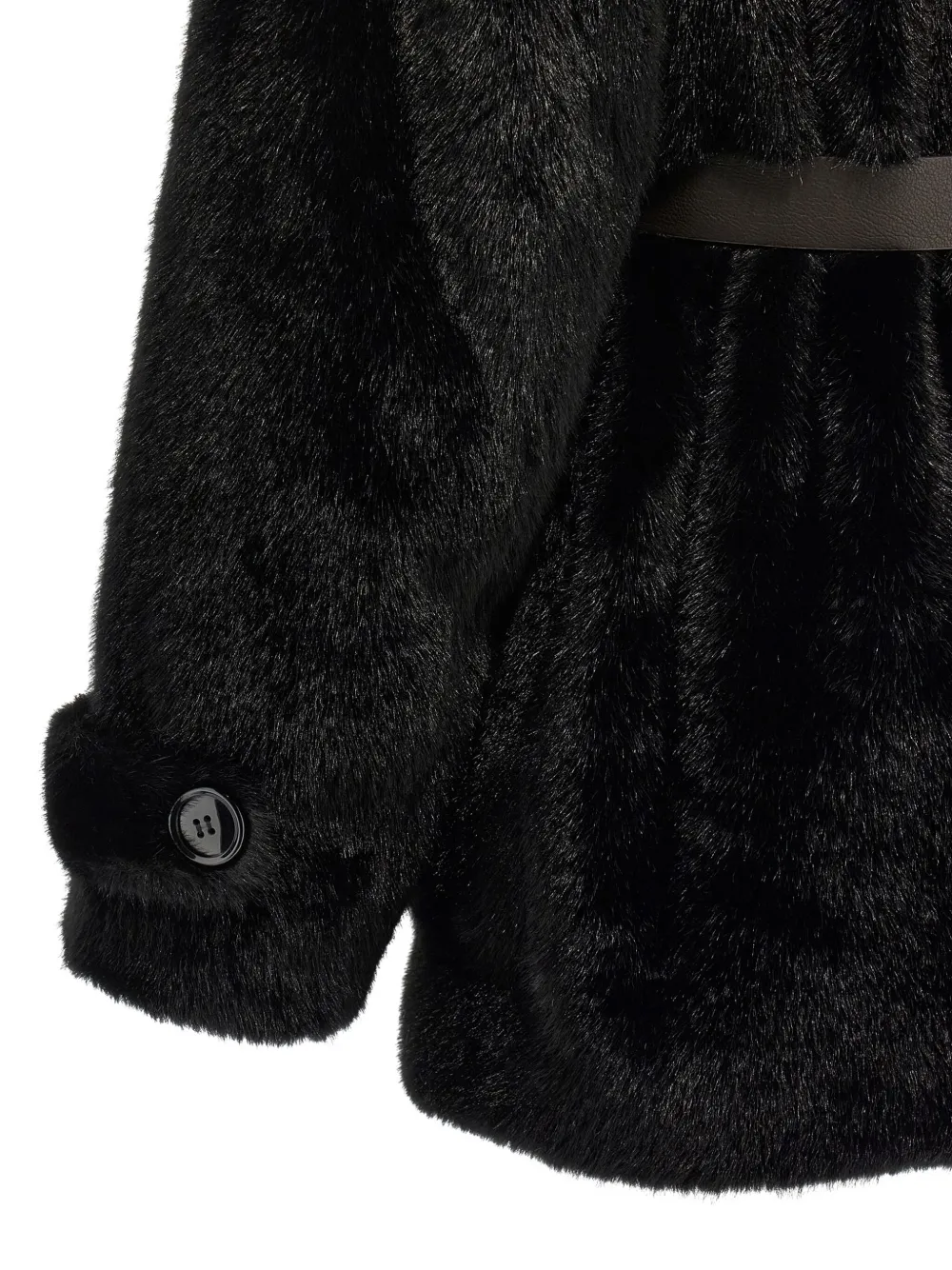 P.A.R.O.S.H. Jas van imitatiebont met ceintuur Zwart