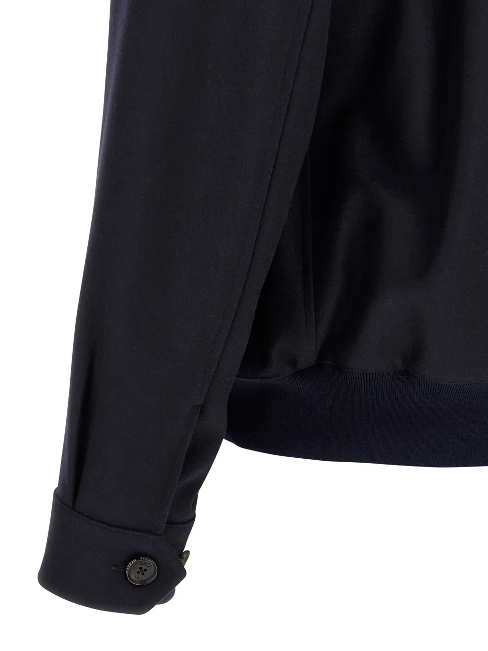 Baracuta Melton G18 Sweater Jacket With Buttoned Cuffs In Blue