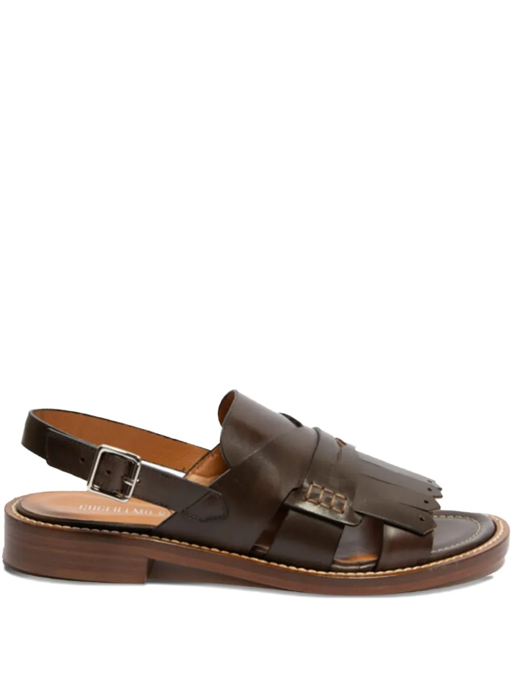 GUGLIELMO ROTTA fringed-detail buckle-strap sandals Brown