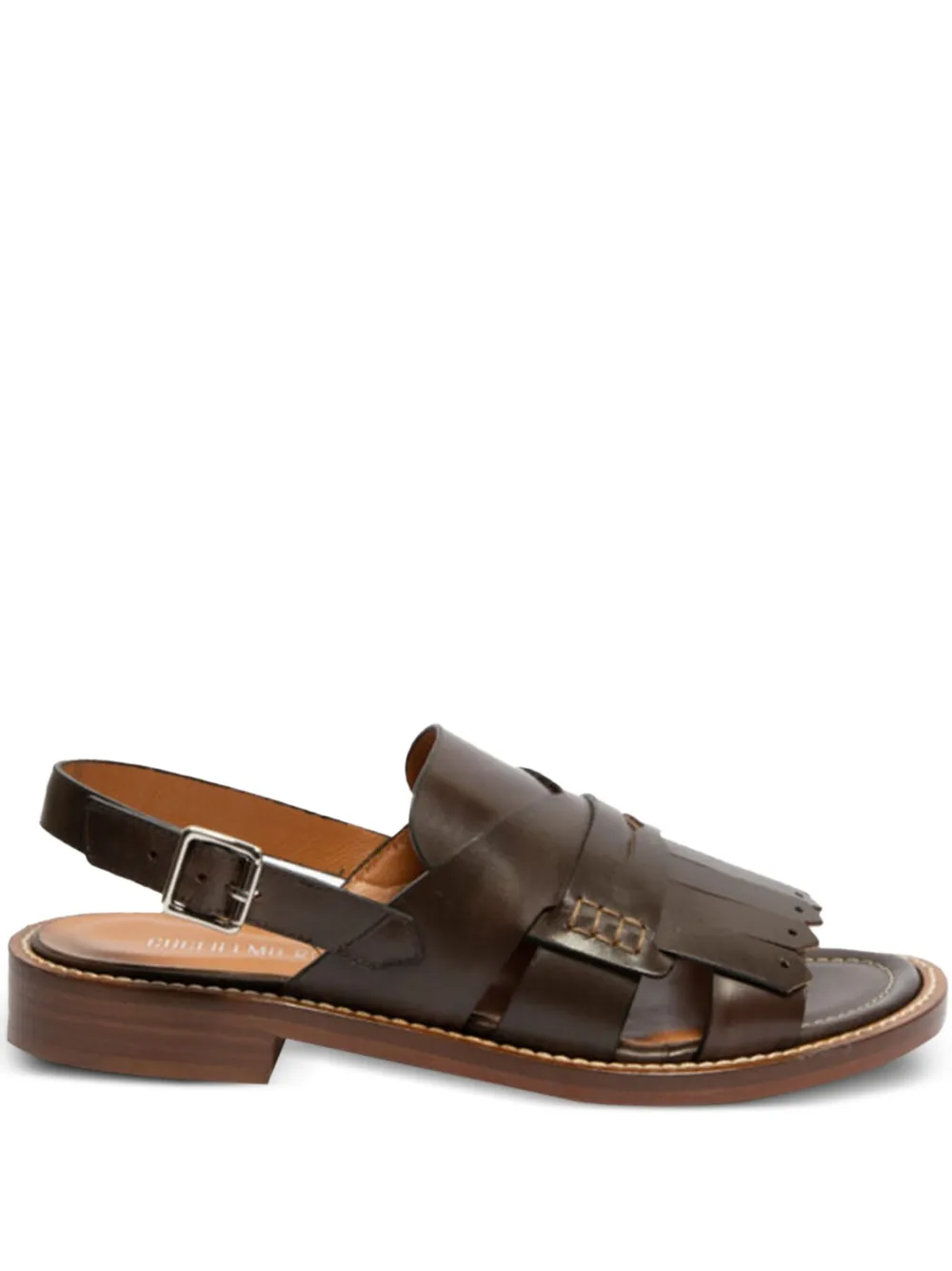 GUGLIELMO ROTTA Sandalen met franje en gespbandje Bruin