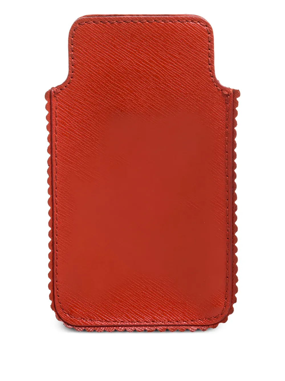 Pre-owned Furla Leather Scalloped-edge Phone Case In Orange
