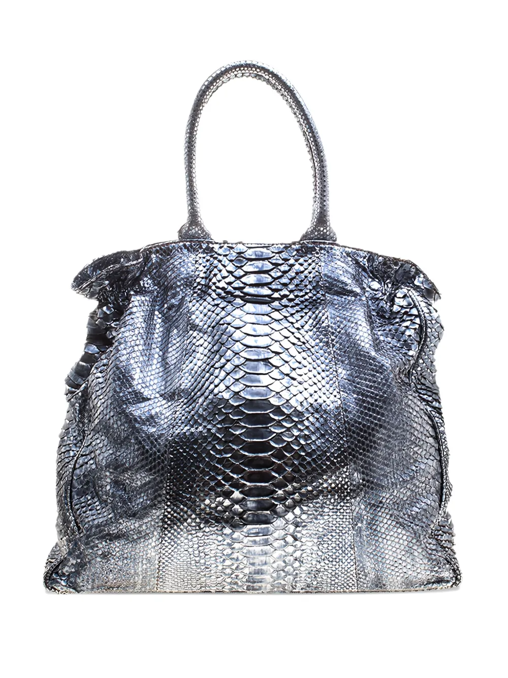 Zagliani metallic-python scale-pattern tote bag | Grey | Image 1