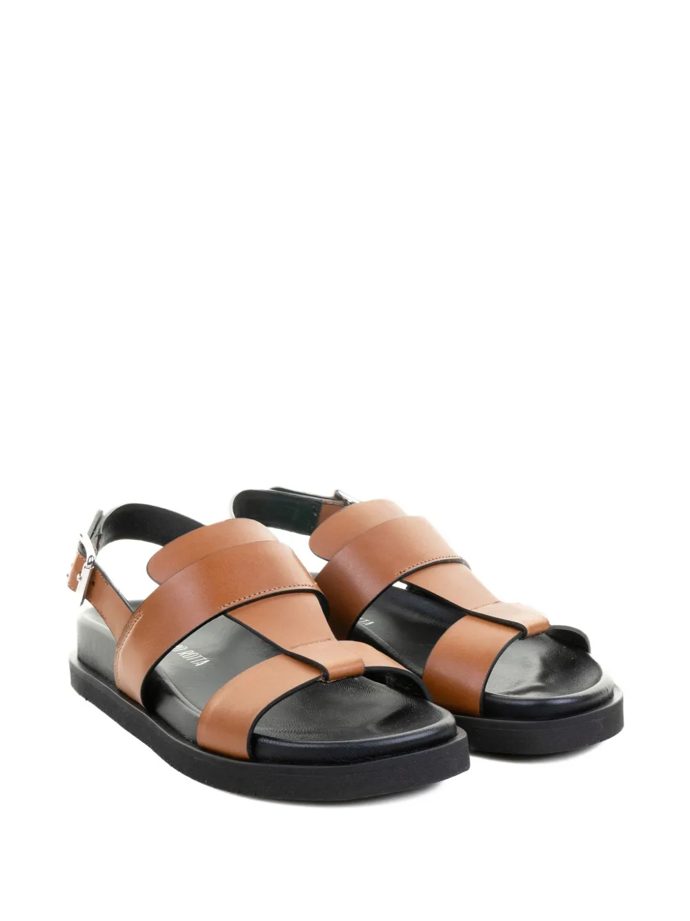 GUGLIELMO ROTTA Leren sandalen met gesp Bruin