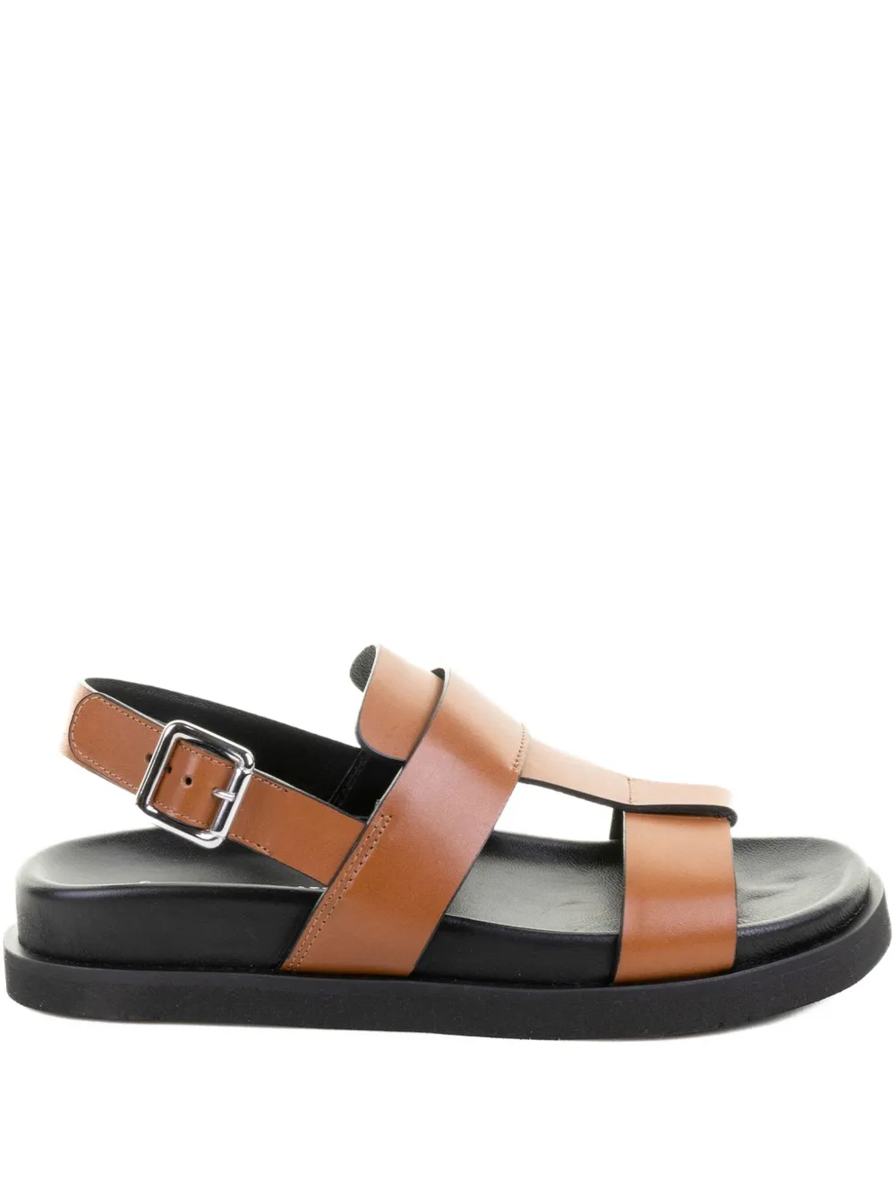 GUGLIELMO ROTTA Leren sandalen met gesp Bruin