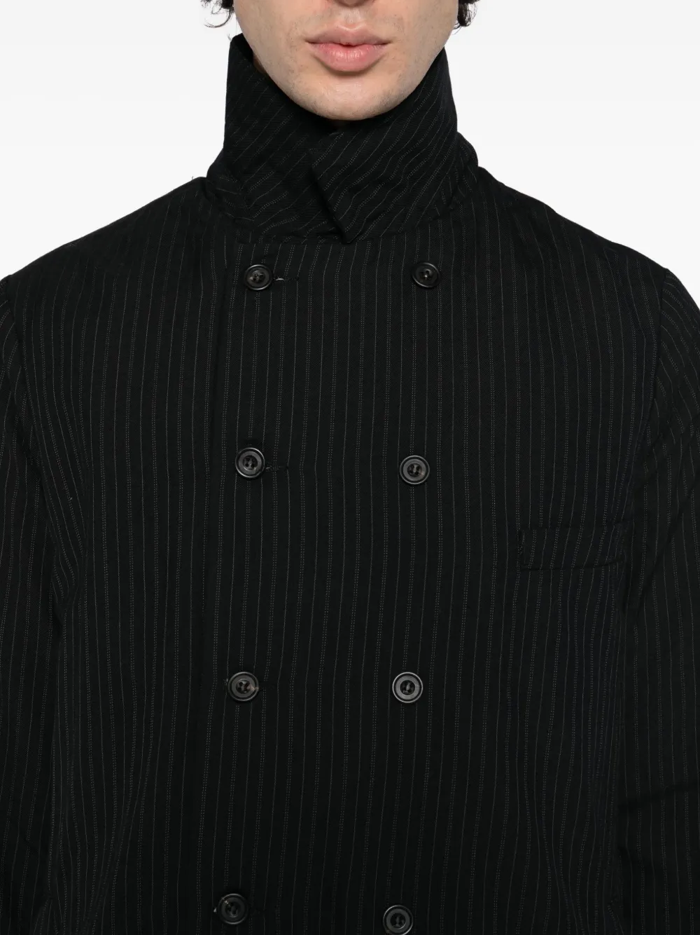 Paul Harnden Pinstripe Double-breasted Jacket In Black
