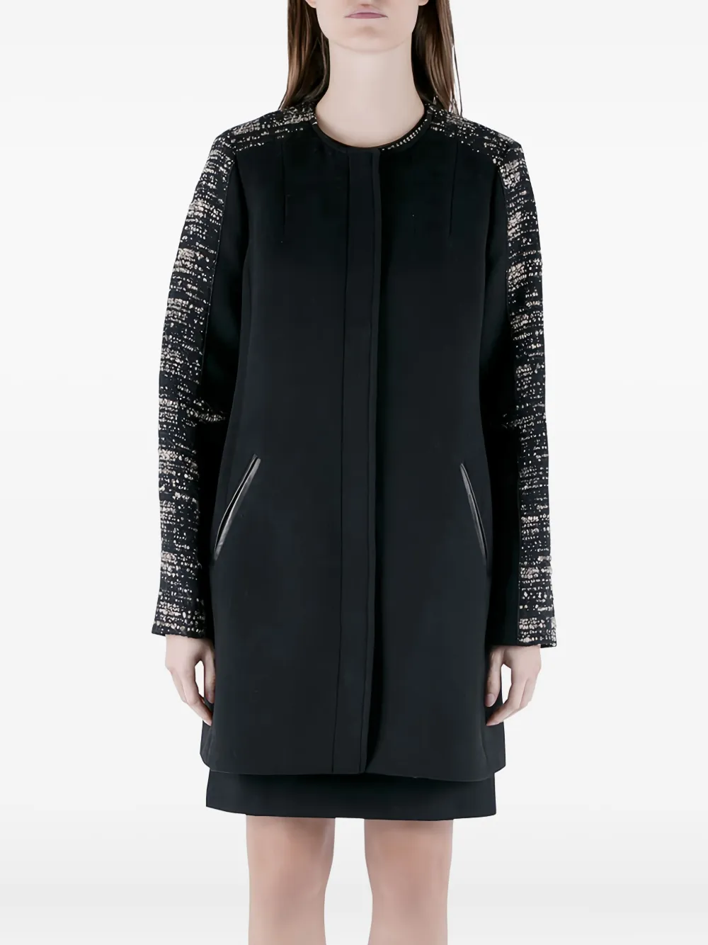 Rebecca Taylor Cappotto con maniche a contrasto anni 2010 - Nero