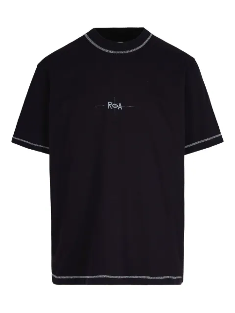 ROA embroidered-logo graphic-print polo T-shirt