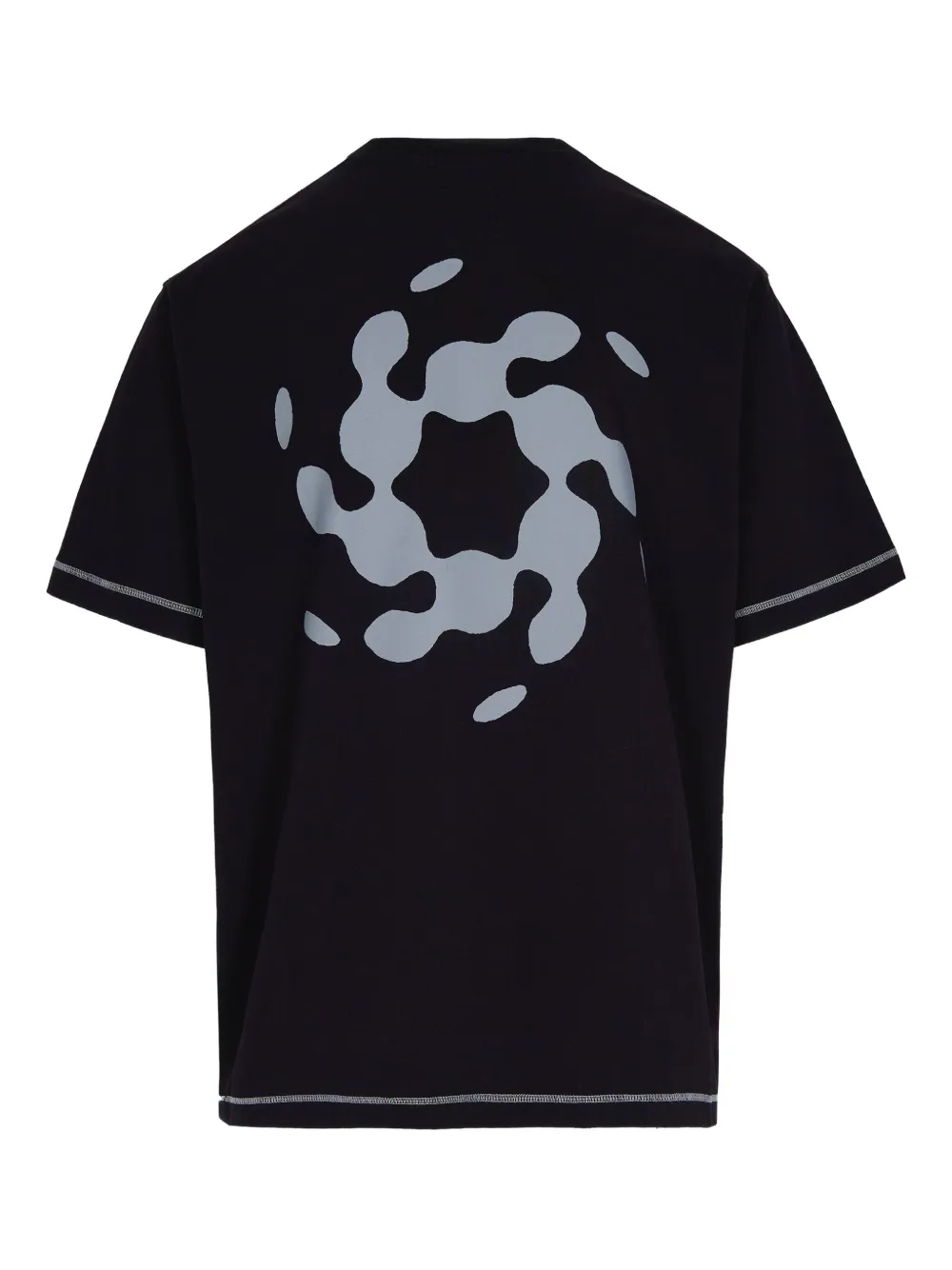 ROA embroidered-logo graphic-print polo T-shirt - Zwart