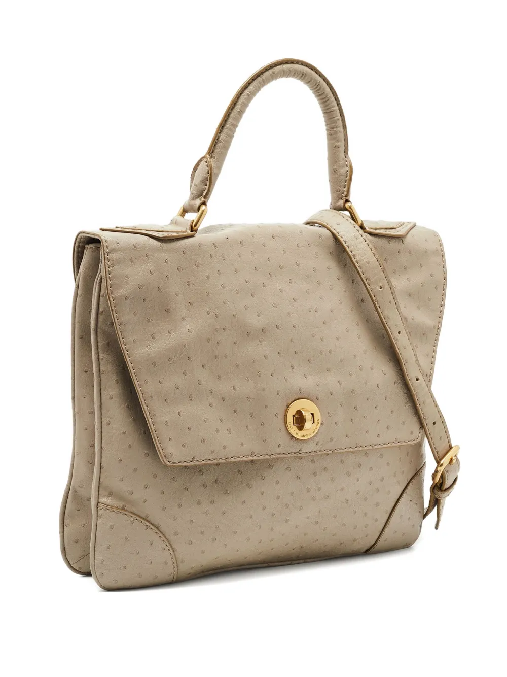 Pre-owned Marc By Marc Jacobs Ostrich-effect Top-handle Shoulder Bag In Neutral