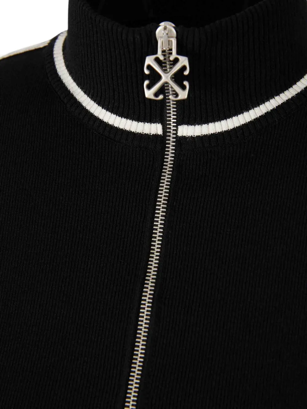 Off-white Zip-fastening Stripe-detail Dress In Black