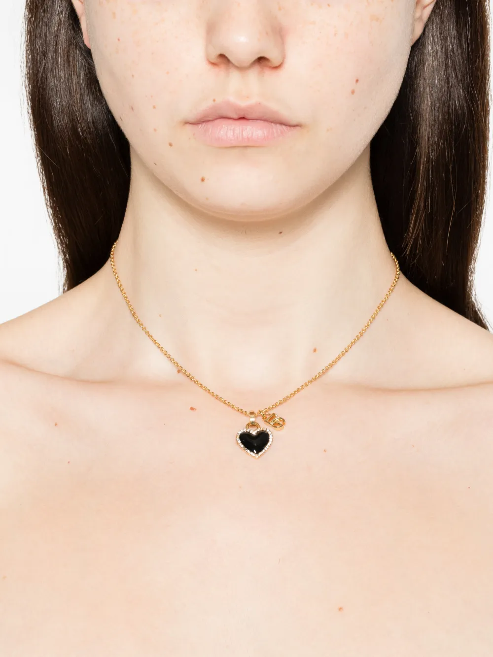 Dolce & Gabbana crystals heart-charm necklace - Goud