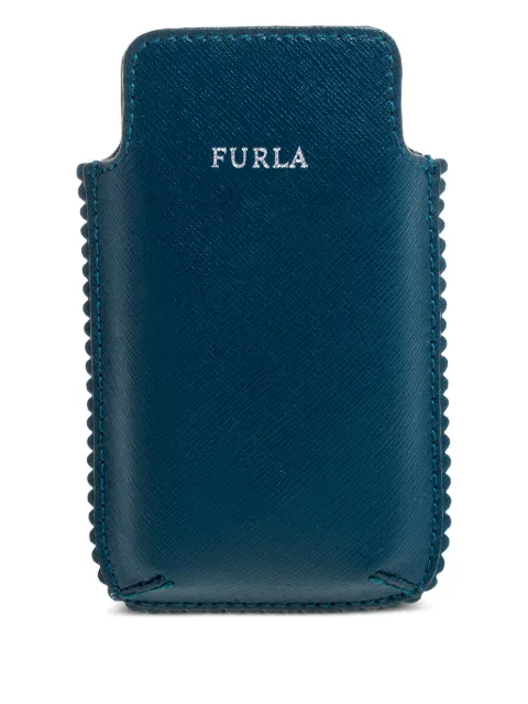 Furla leather scalloped-edge phone case