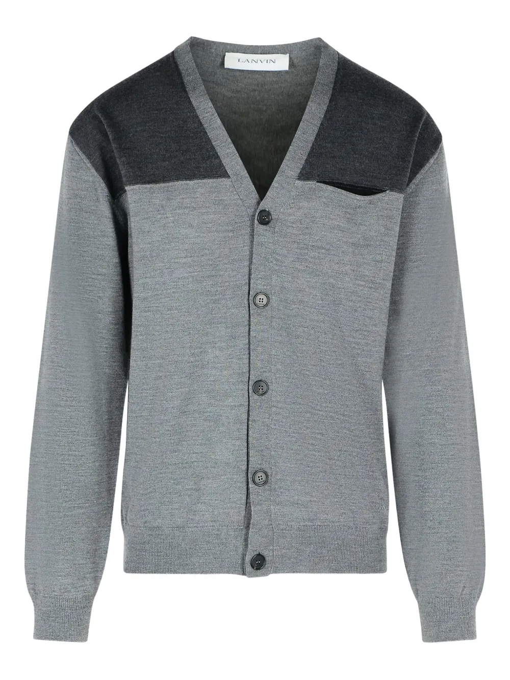 Lanvin V-neck Wool Cardigan Long Sleeves In Gray