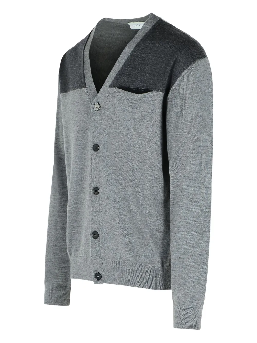 Lanvin V-neck Wool Cardigan Long Sleeves In Gray