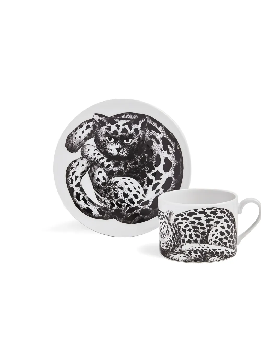  Fornasetti Leopard-print Tea Cup (set Of Two) - White 
