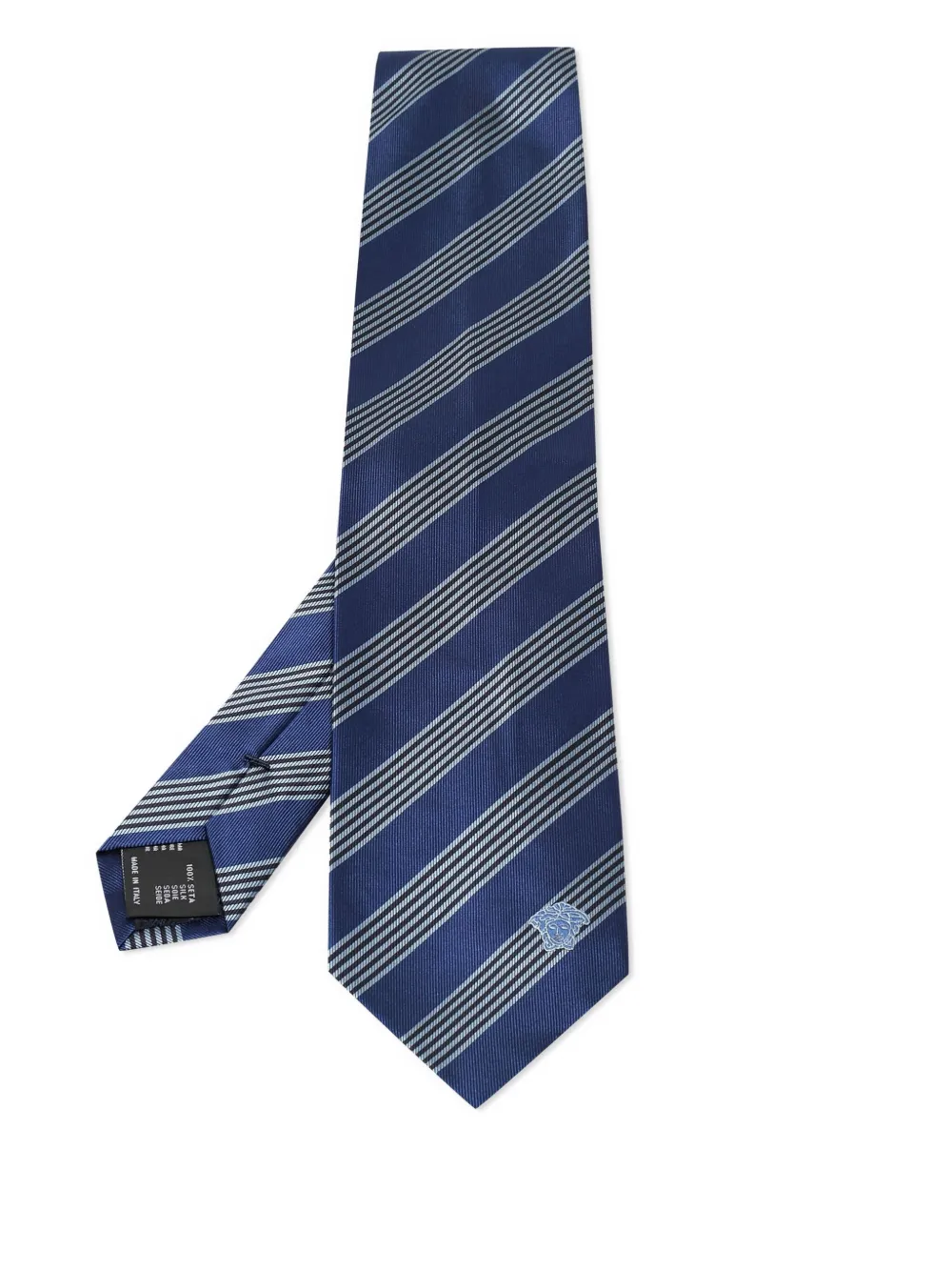 Versace Pre-Owned corbata de seda con rayas estampadas | azul | Image 1