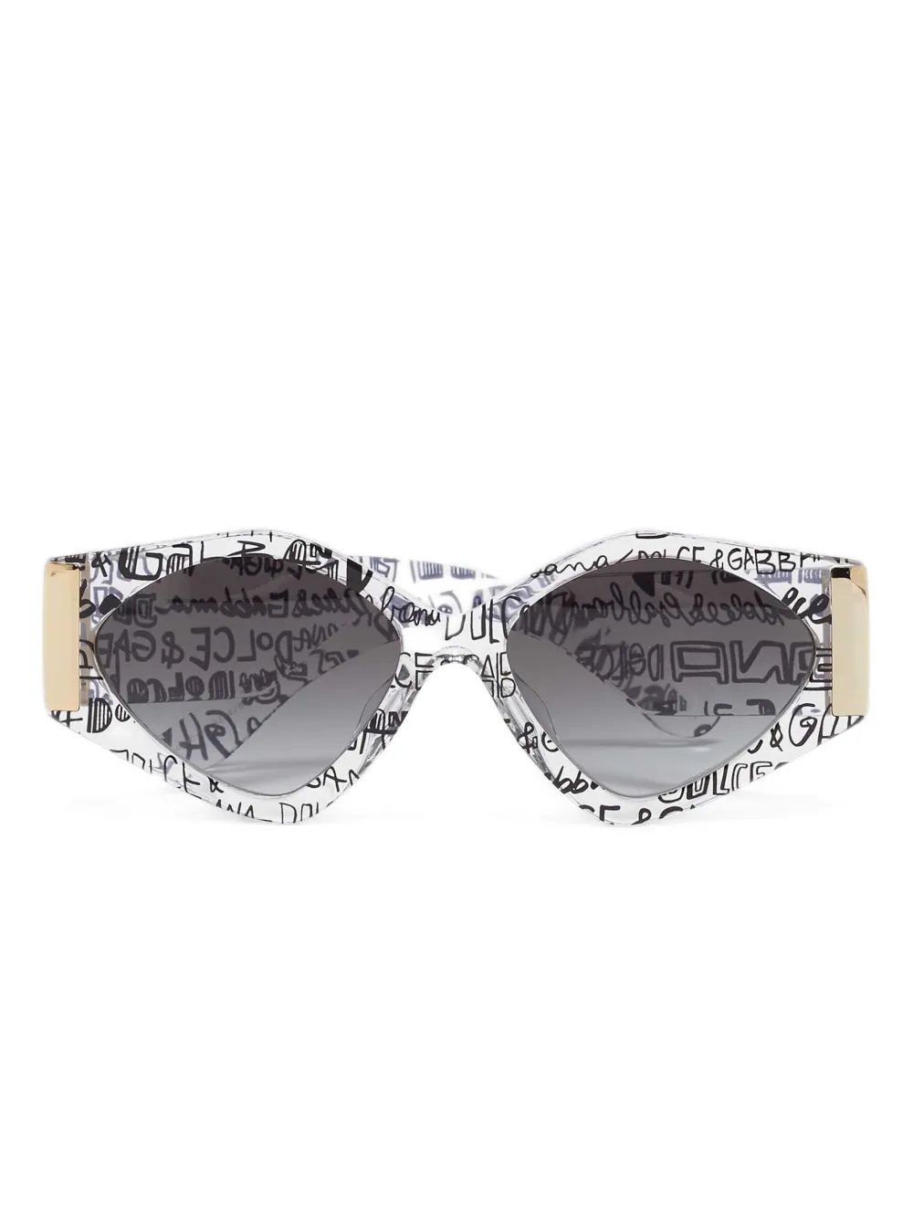 Dolce & Gabbana Pre-Owned Occhiali da sole geometrici con stampa logo - Bianco