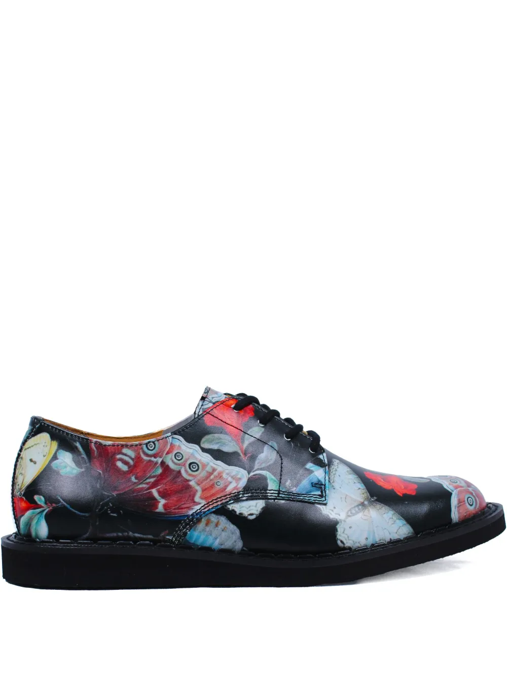 George Cox butterfly-print derby shoes - ブラック George Cox butterfly-print derby shoes - ブラック