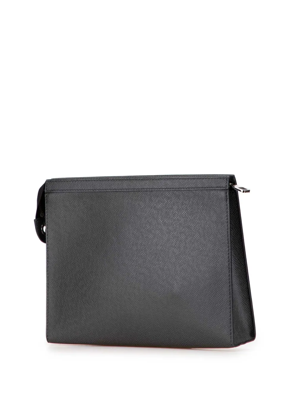 Pre-owned Louis Vuitton 2017 Taiga Pochette Voyage Mm Clutch Bag In Black