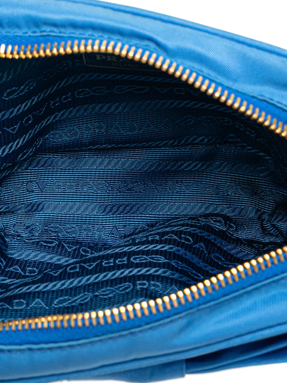 Pre-owned Prada 2013-2025 Tessuto Fiocco Bow Crossbody Bag In Blue