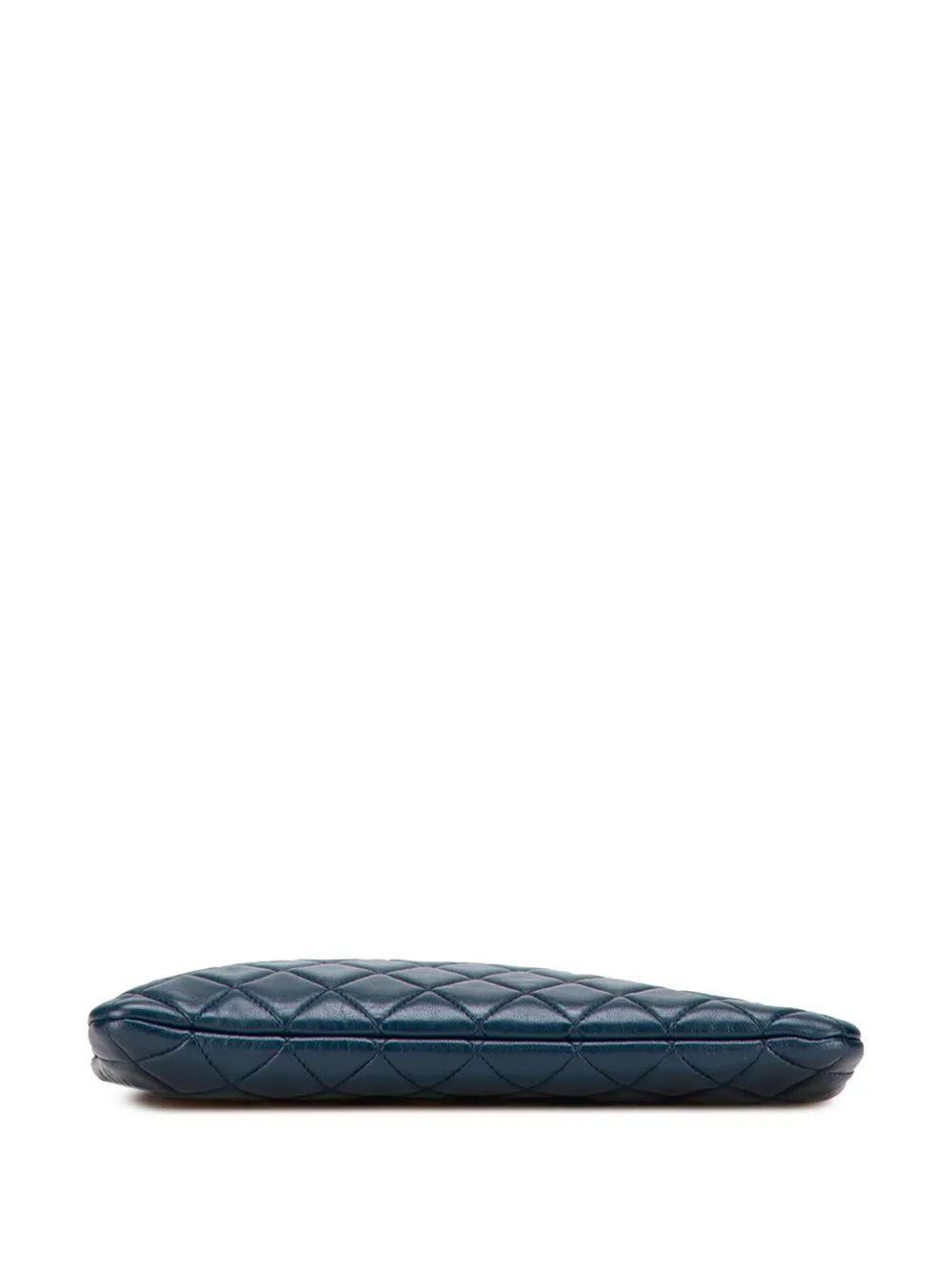 Pre-owned Chanel 2016-2017 Medium Quilted Lambskin O Case Clutch Bag In Blue
