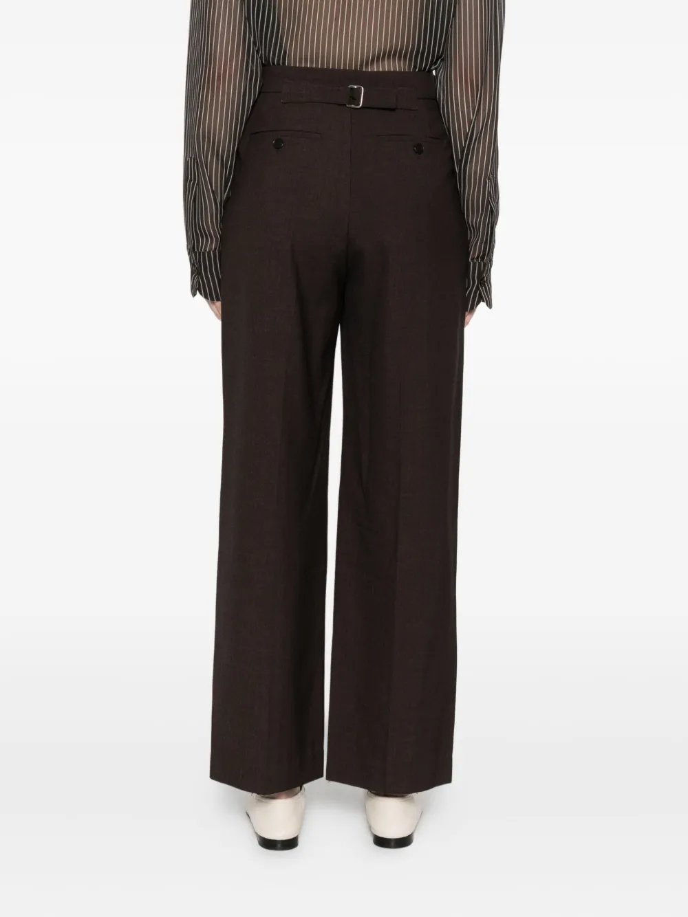 Low Classic Pleated-front Trousers In Brown